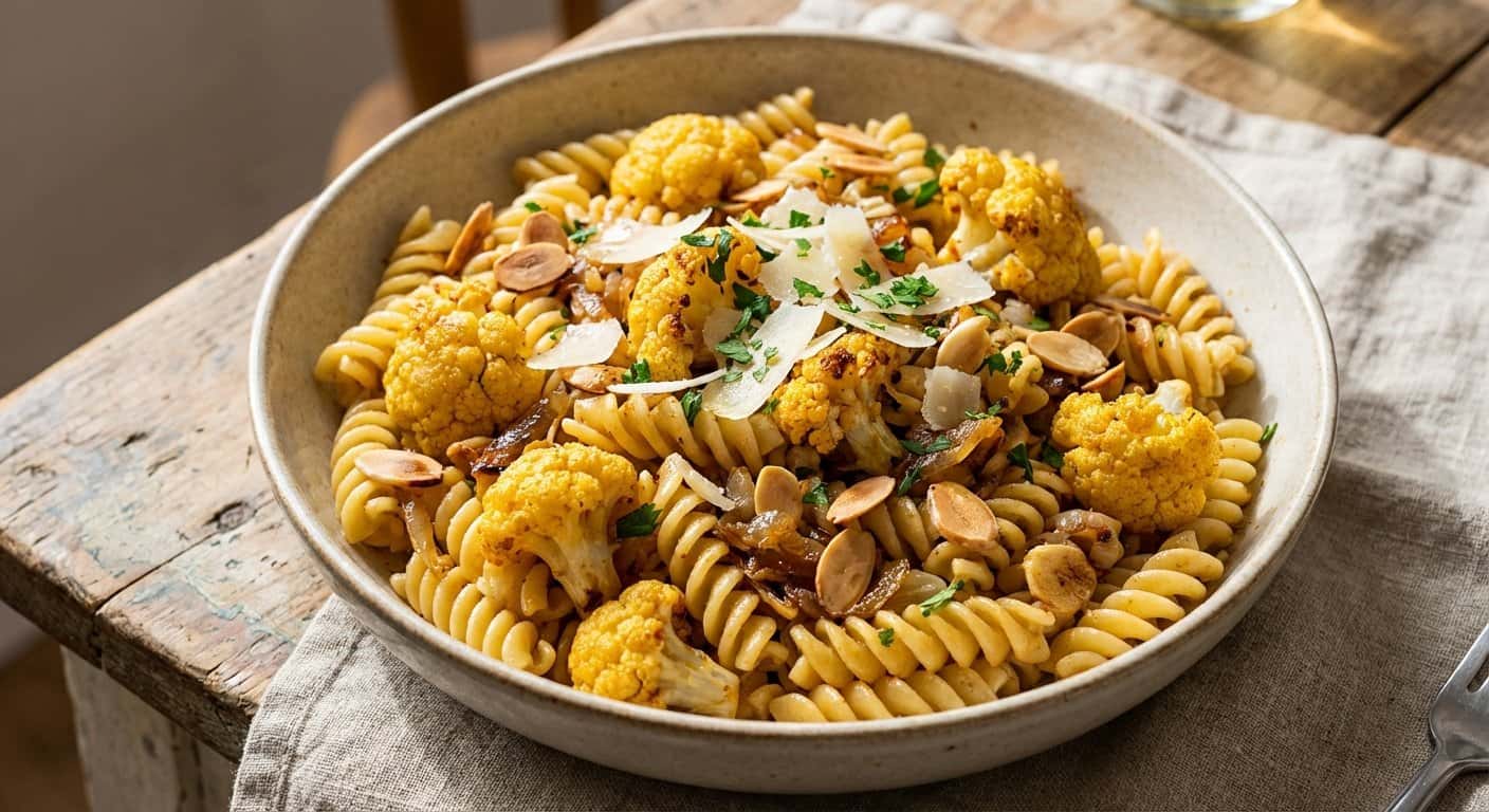 Pasta Salteada con Coliflor y Almendras