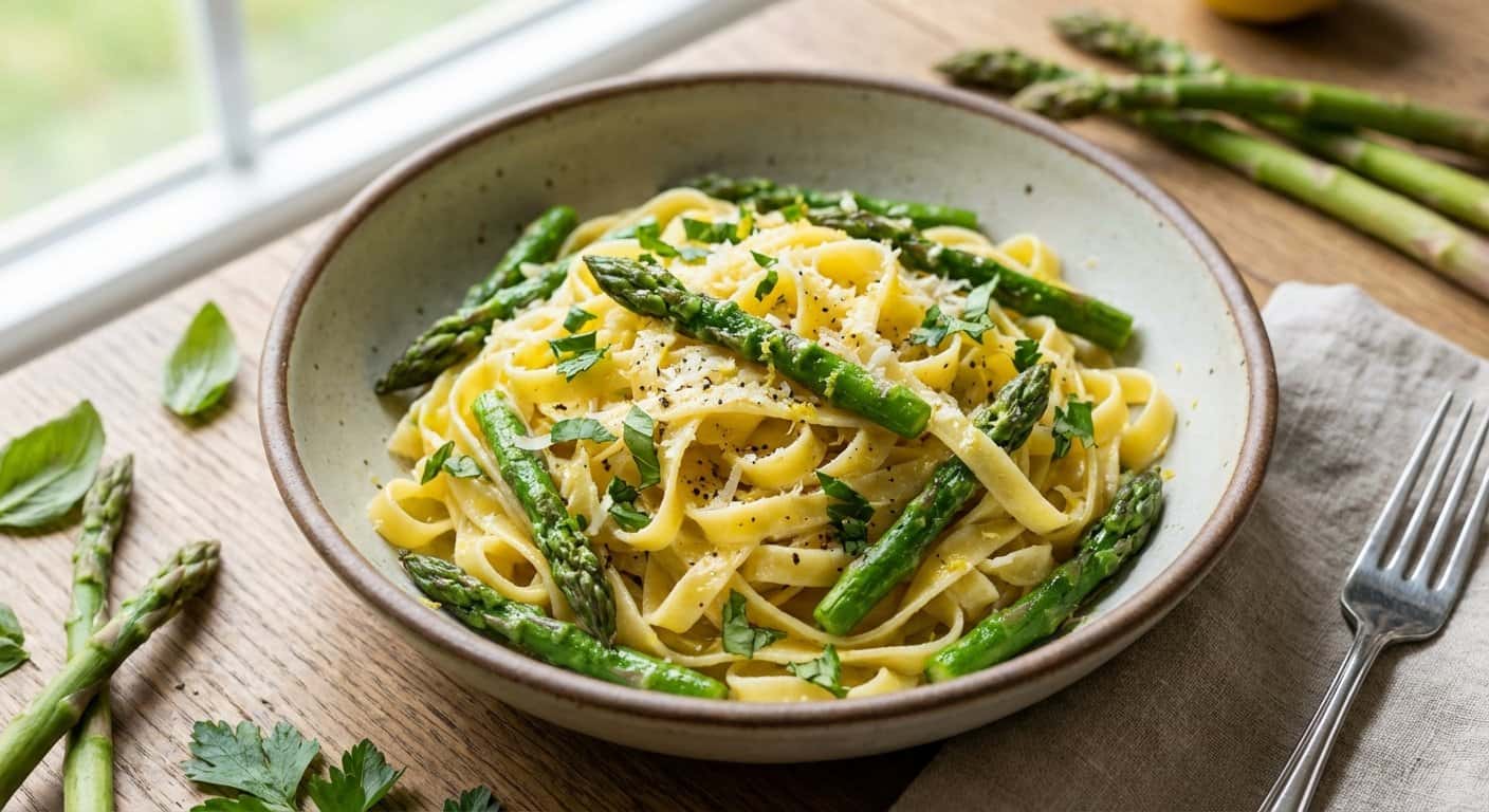 Pasta Salteada con Espárragos y Hierbas Frescas