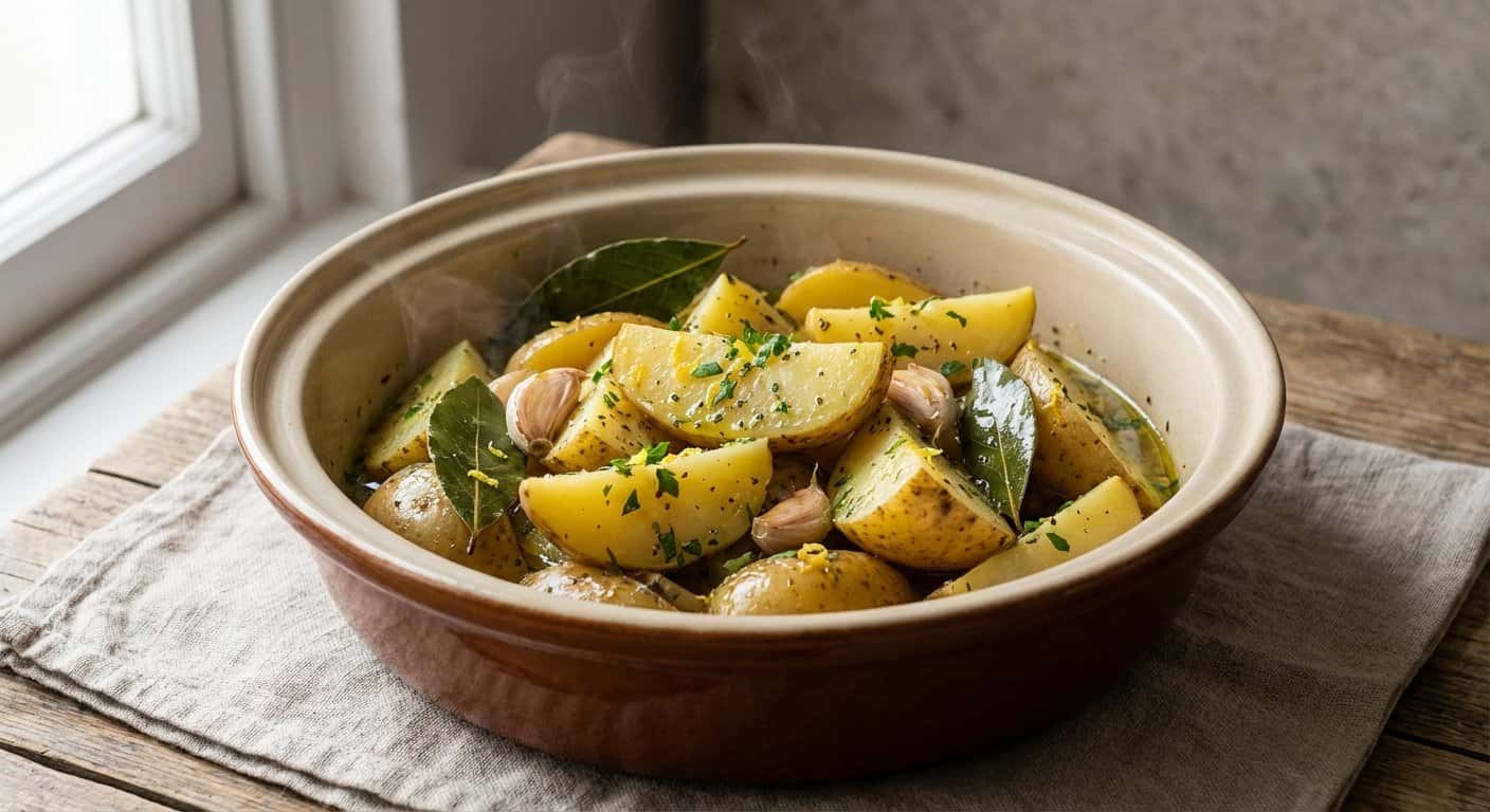 Patatas a la mediterránea con laurel en slow cooker