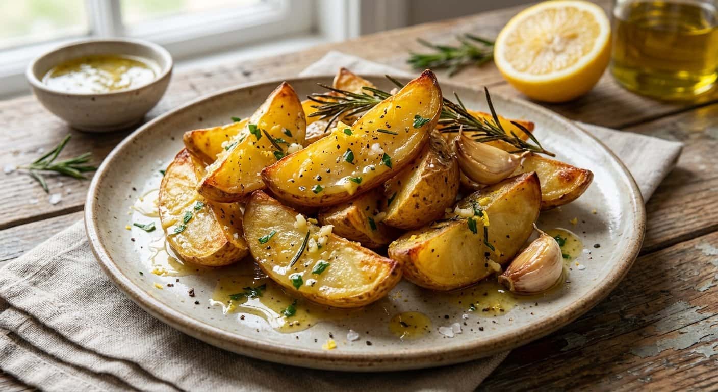 Patatas al horno con salsa de limón