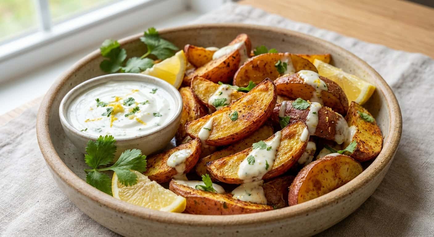Patatas especiadas con salsa de limón