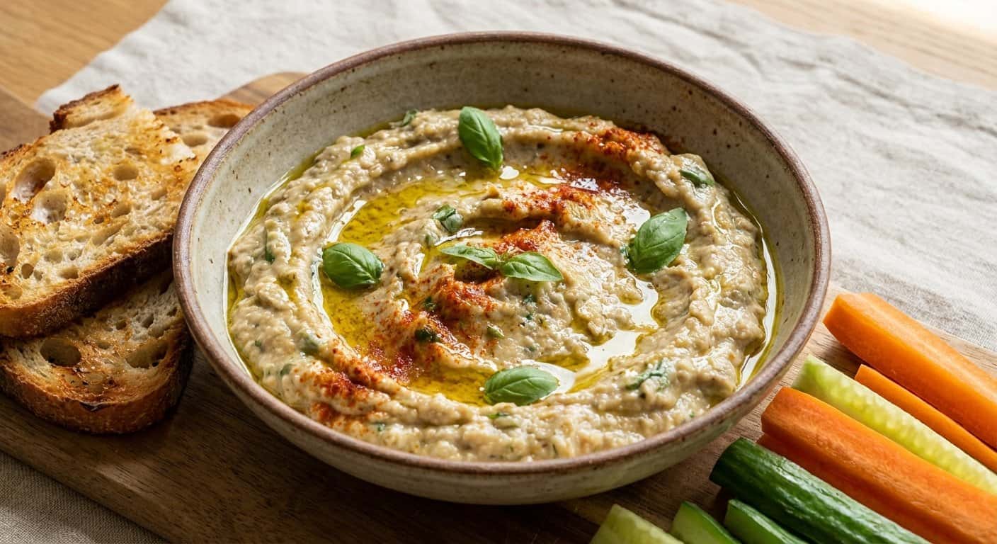 Paté de Berenjena Asada con Albahaca