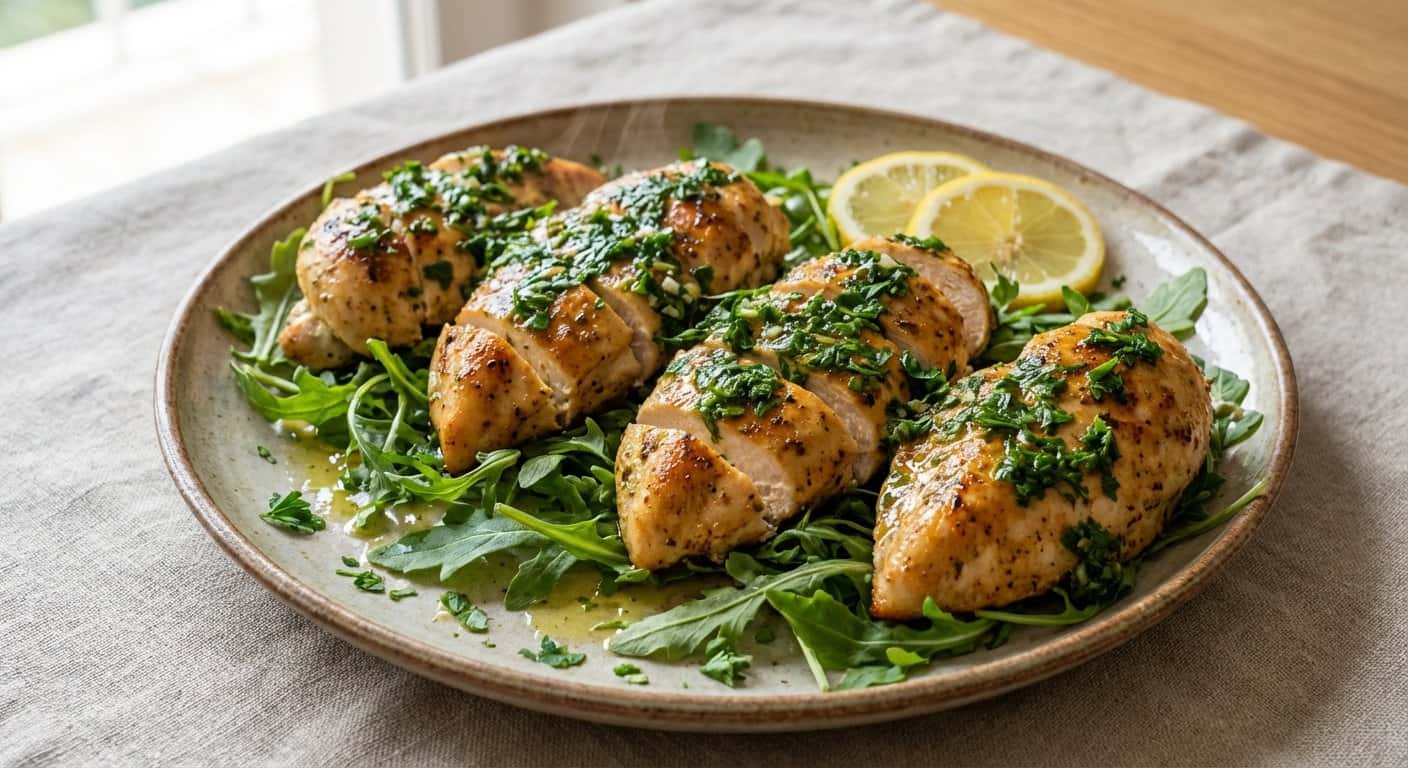 Pechuga de Pollo al Horno con Rúcula y Perejil