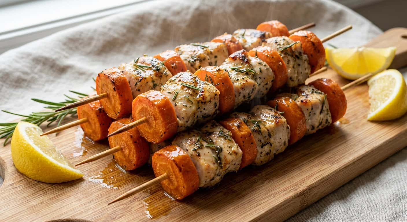 Pinchos de Pollo Mediterráneo con Zanahoria