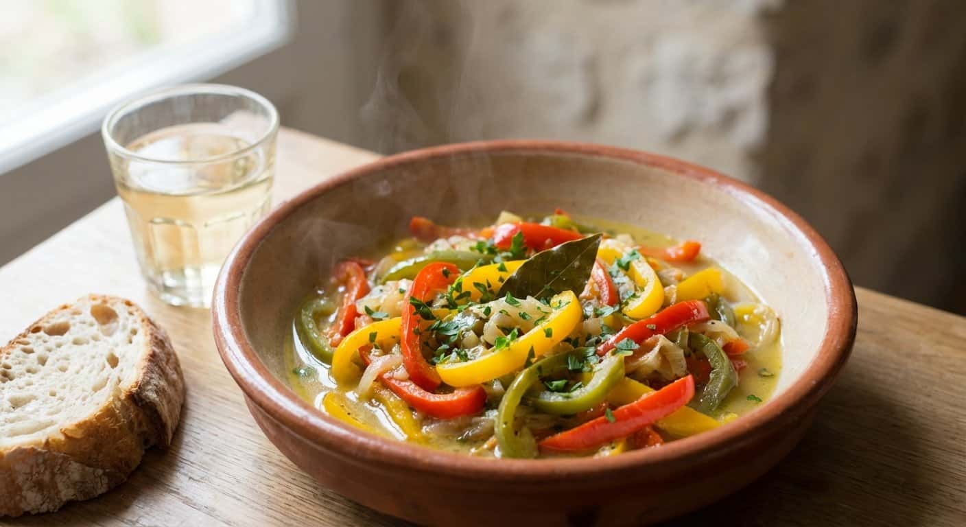 Piperade Alsaciano con Vino Blanco