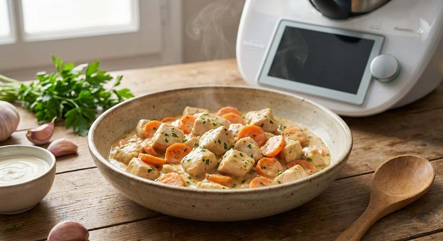 Pollo Cremoso con Zanahoria y Salsa de Ajo en Thermomix