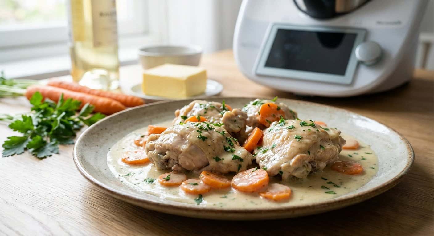 Pollo Cremoso con Zanahoria y Salsa de Vino Blanco en Thermomix