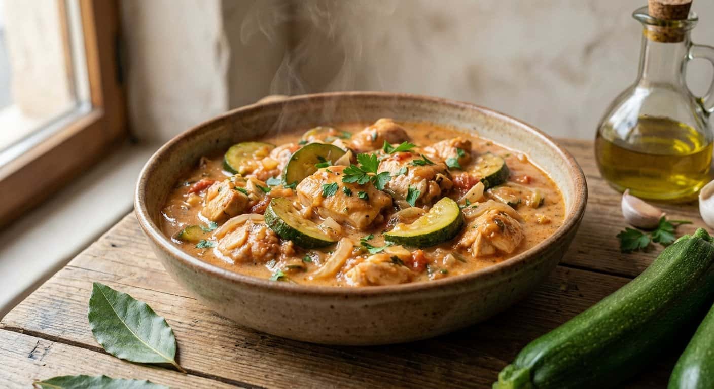 Pollo Estofado con Calabacín y Salsa de Tomate en Thermomix