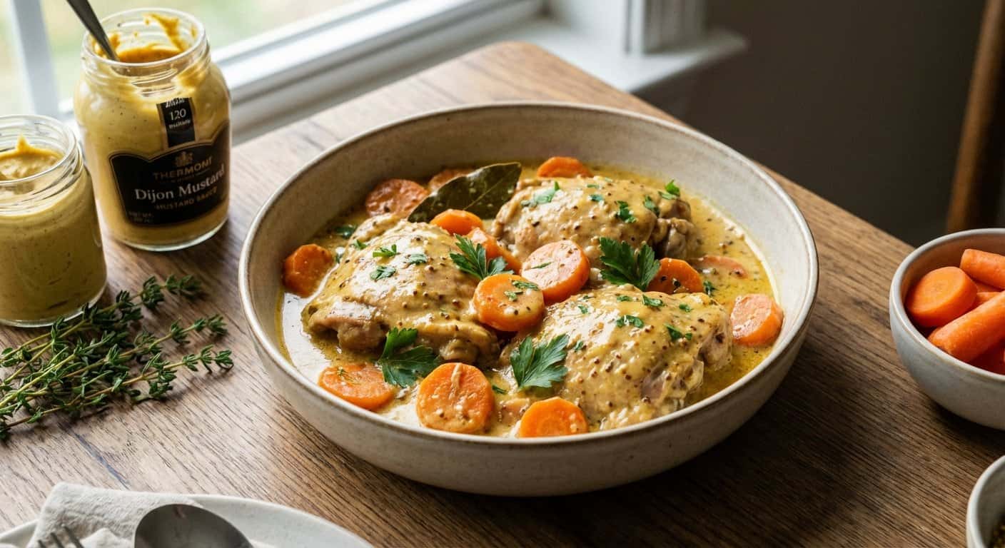 Pollo Estofado con Zanahoria y Salsa de Mostaza en Thermomix