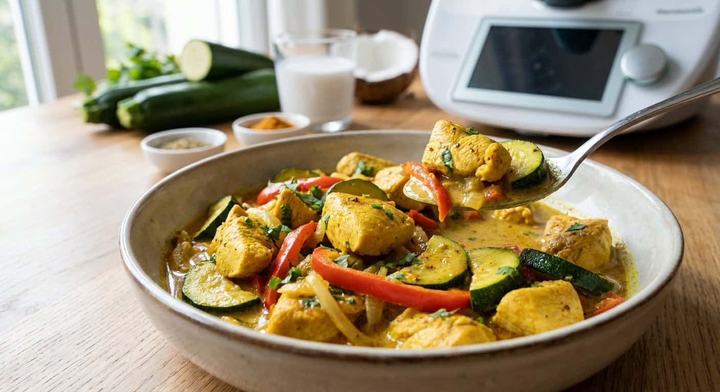 Pollo Guisado con Calabacín y Salsa de Coco Ligero