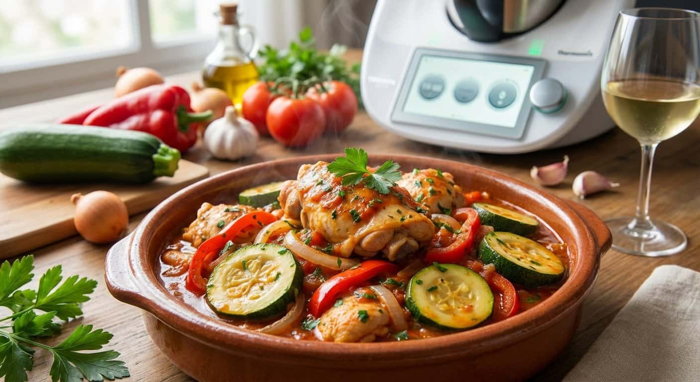 Pollo Guisado con Calabacín y Salsa de Tomate en Thermomix