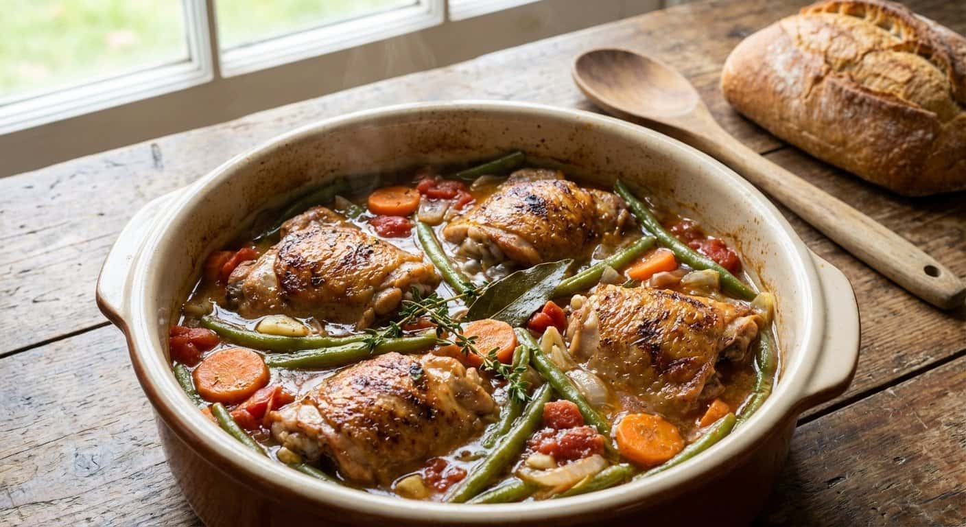 Pollo Guisado con Judías Verdes y Tomillo
