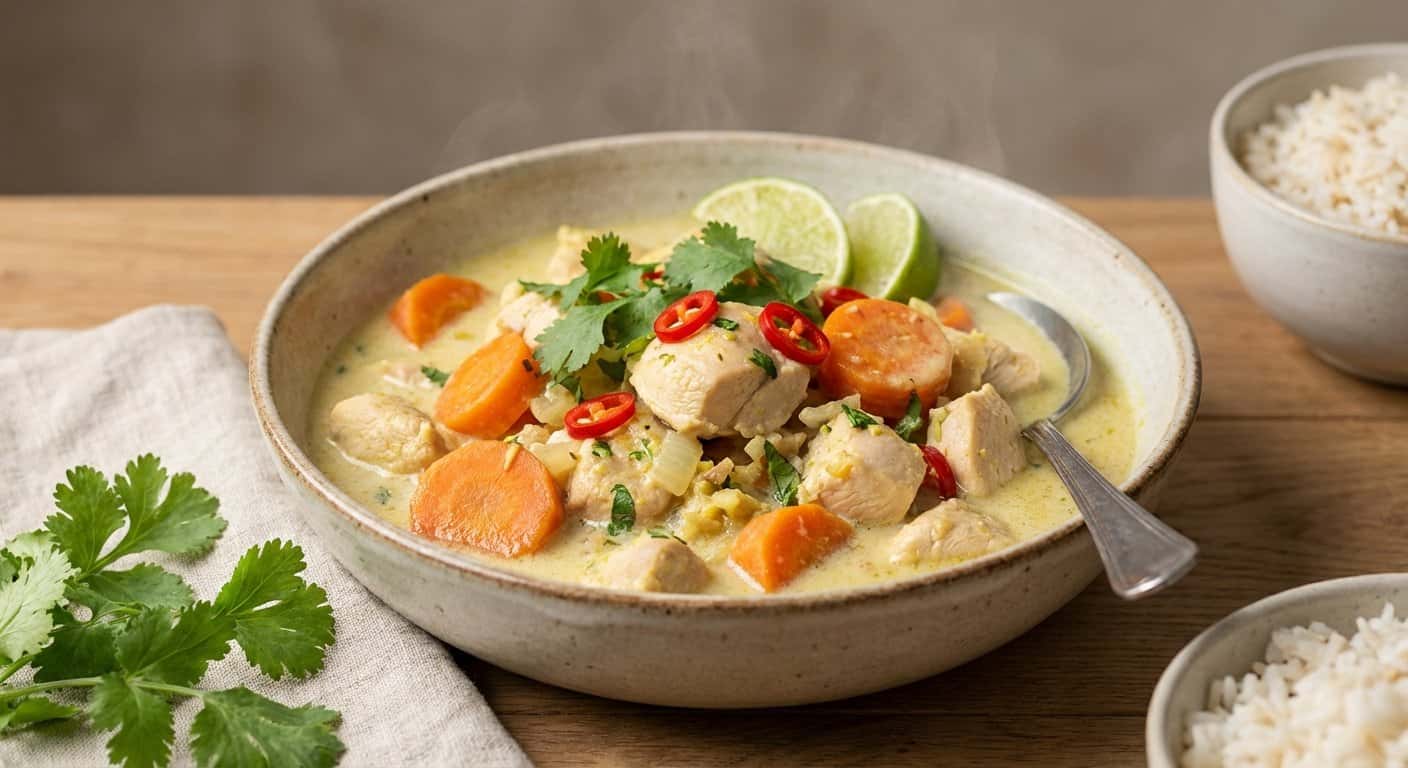 Pollo Guisado con Zanahoria y Salsa de Coco Ligero