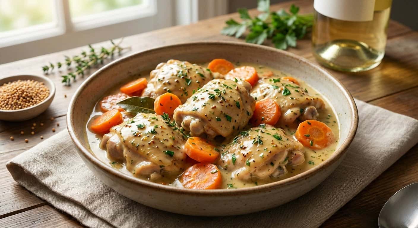 Pollo Guisado con Zanahoria y Salsa de Mostaza