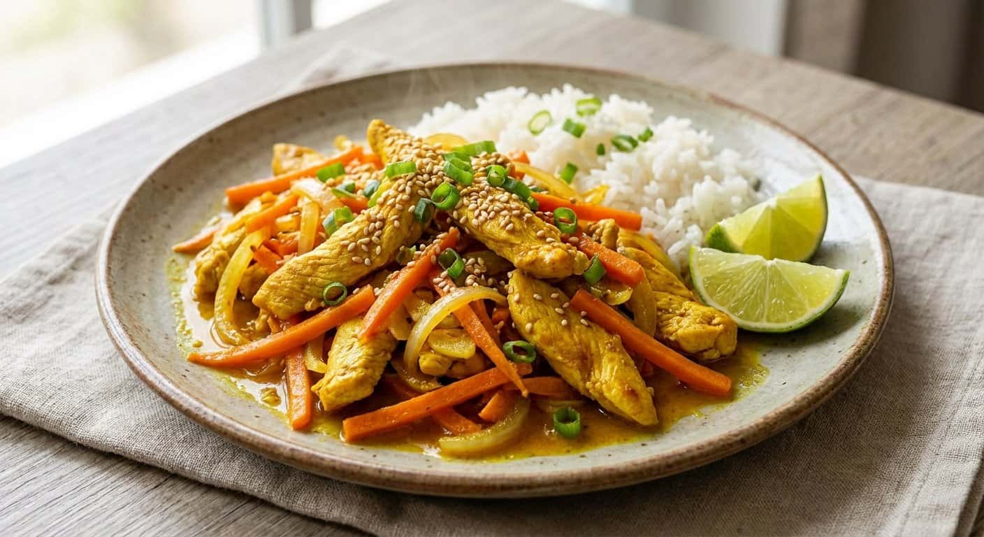 Pollo Salteado con Zanahoria y Cúrcuma