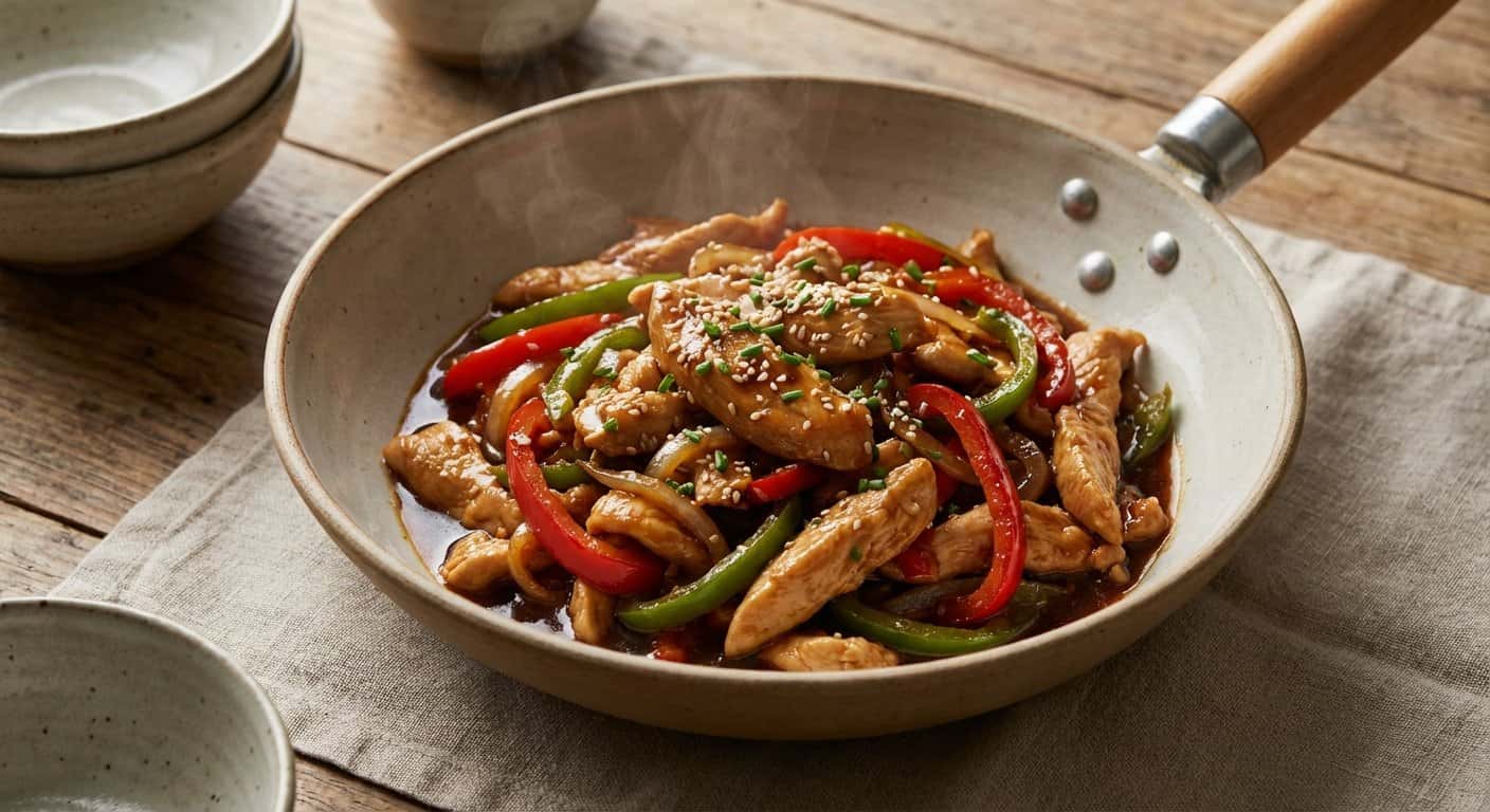 Pollo Shanghainesa con Salsa de Soja y Pimiento