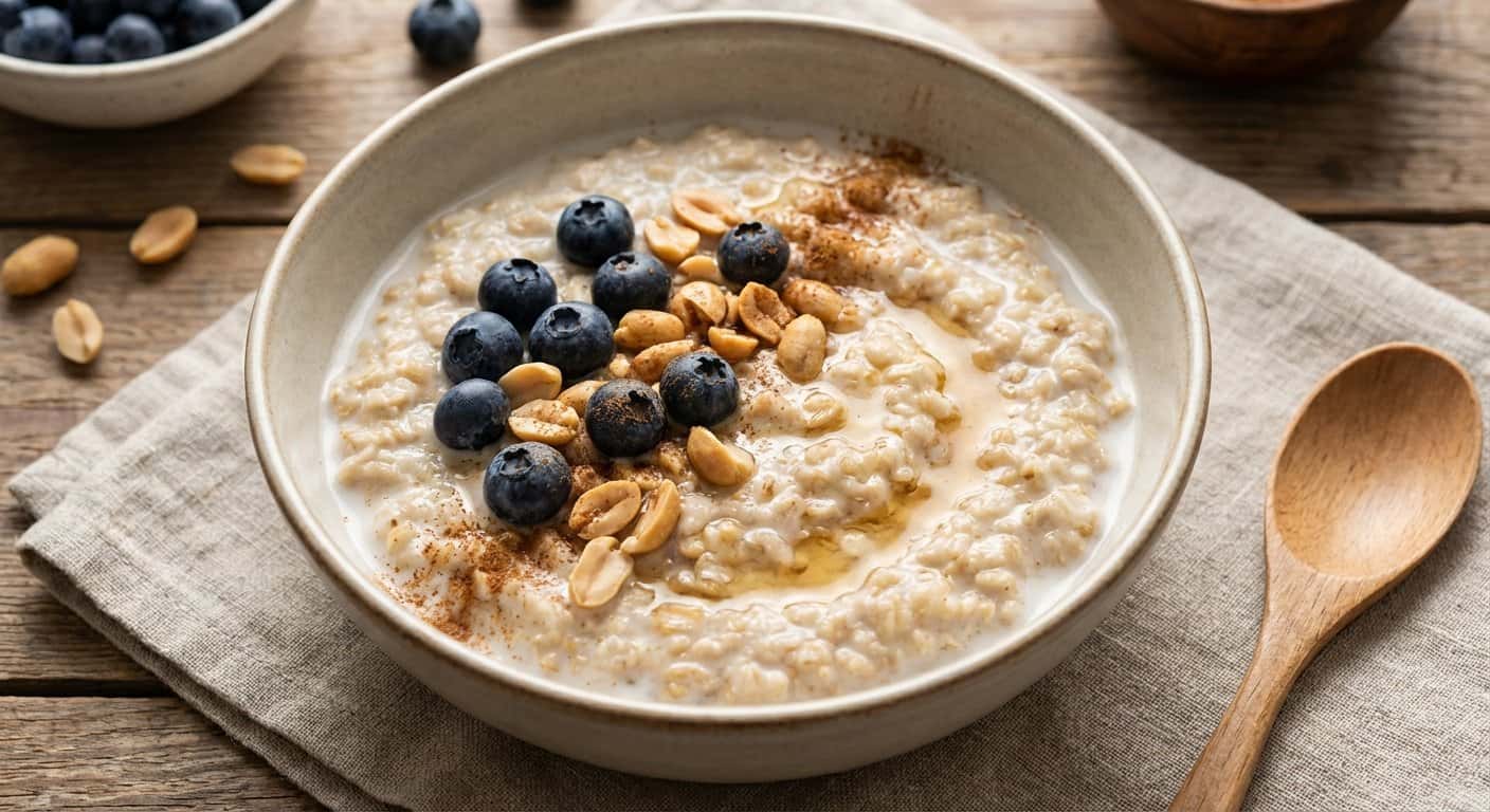 Porridge de Avena con Arándanos y Cacahuete