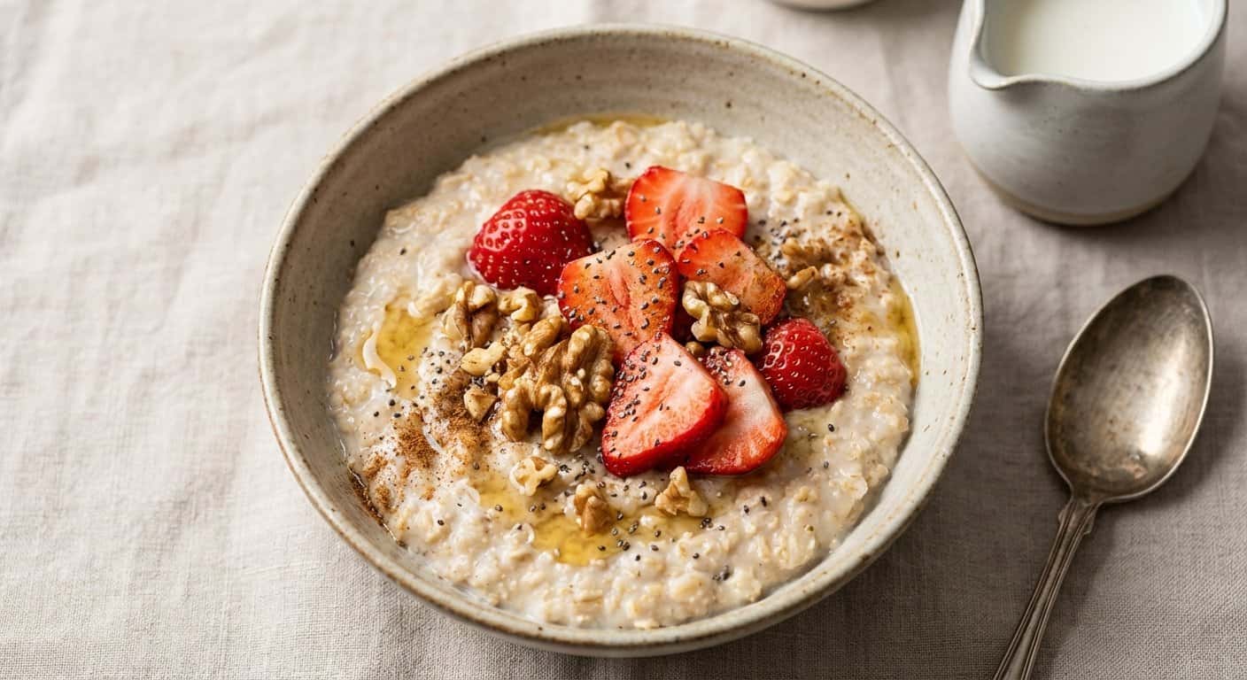 Porridge de Avena con Fresa y Nuez