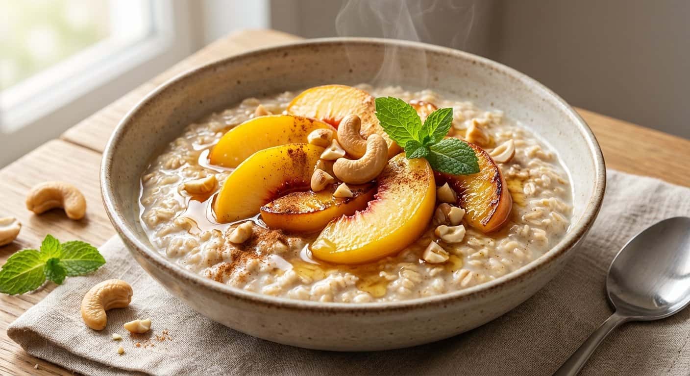 Porridge de Avena con Melocotón y Anacardo