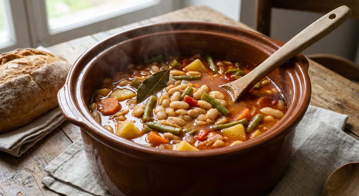 Potaje de alubias blancas con judías verdes y pimentón en slow cooker