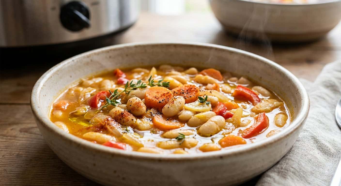 Potaje de Alubias Blancas con Tomate y Cúrcuma en Slow Cooker