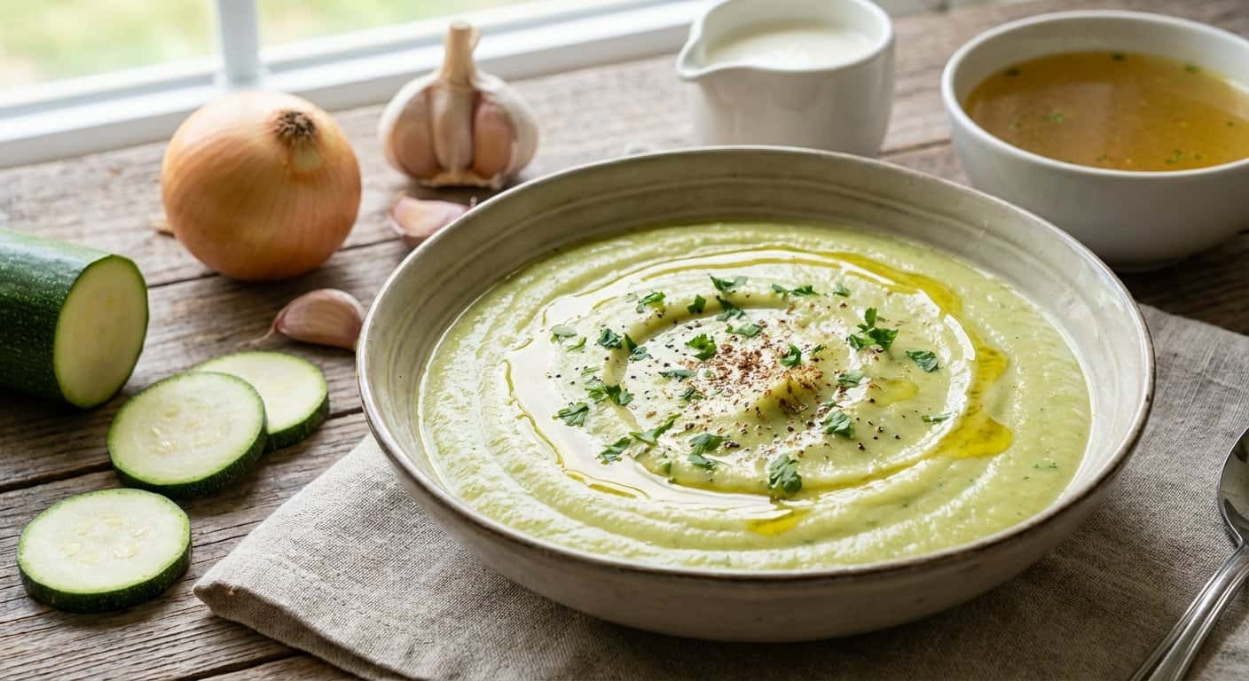 Puré de calabacín cremoso a baja temperatura