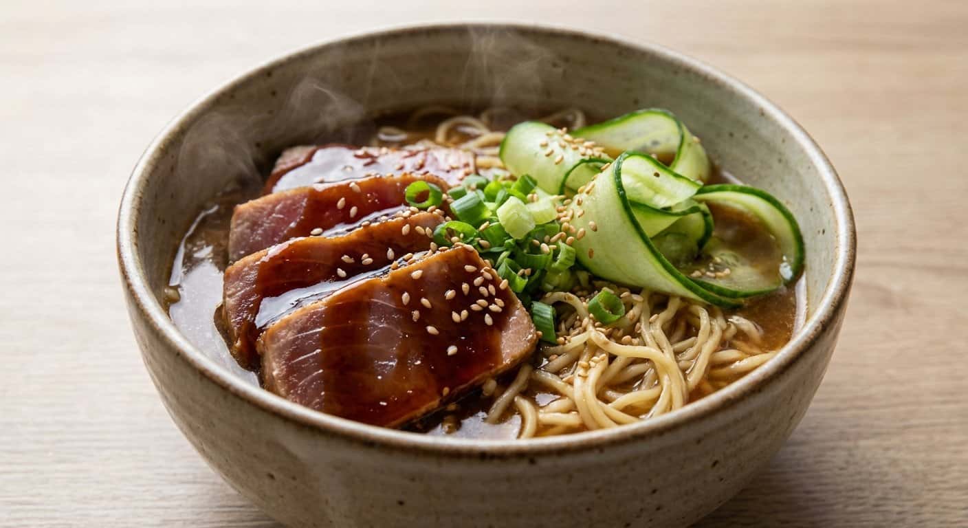 Ramen Teriyaki de Atún con Pepino