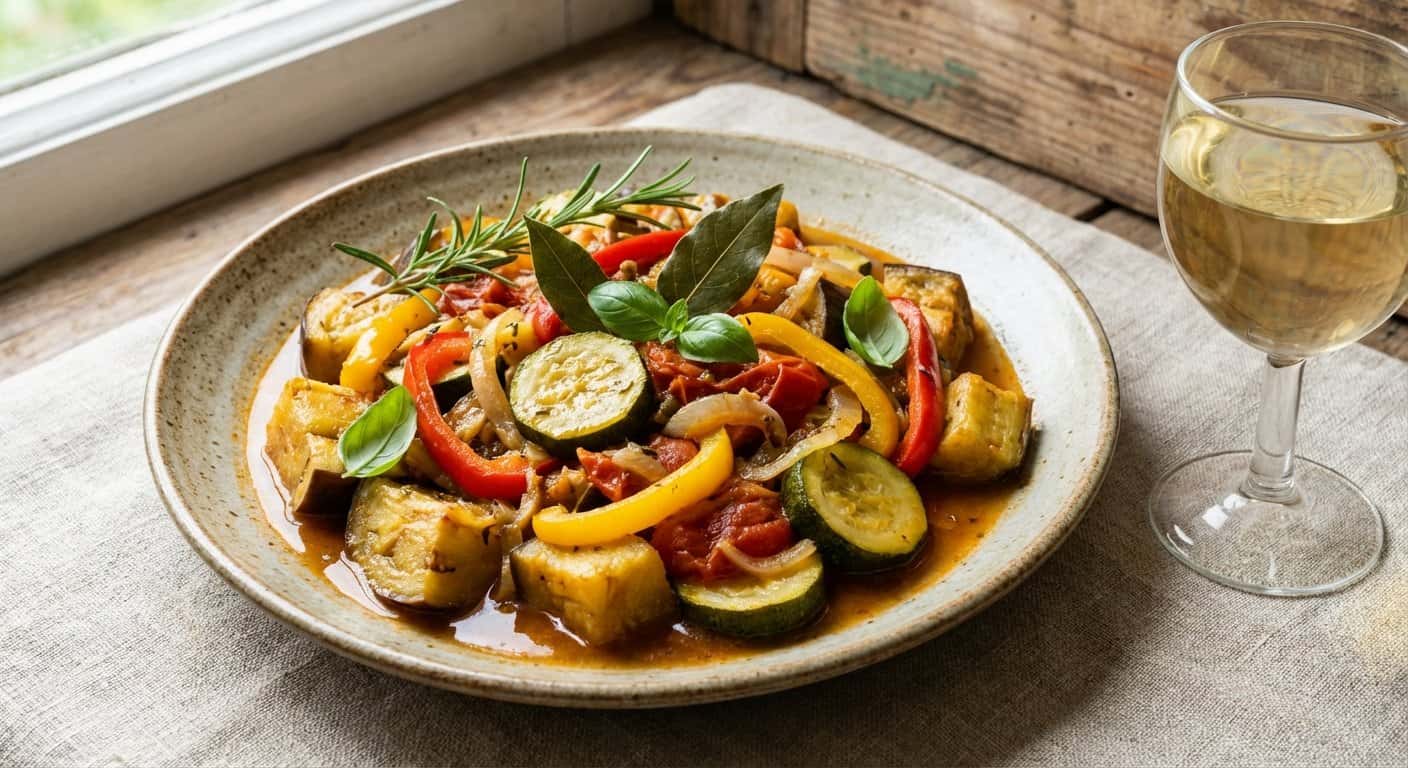 Ratatouille Parisino con Vino Blanco