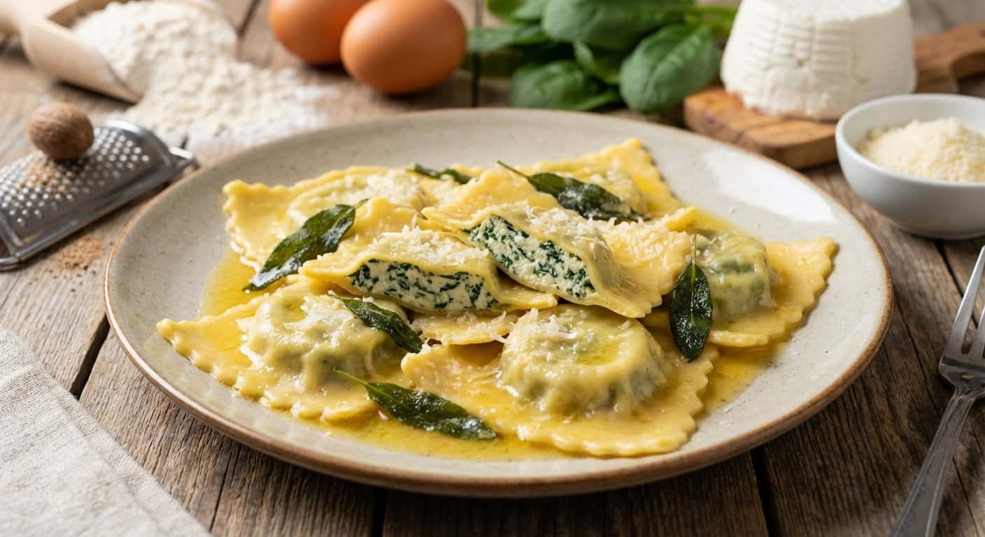 Ravioles Caseros de Ricotta y Espinacas