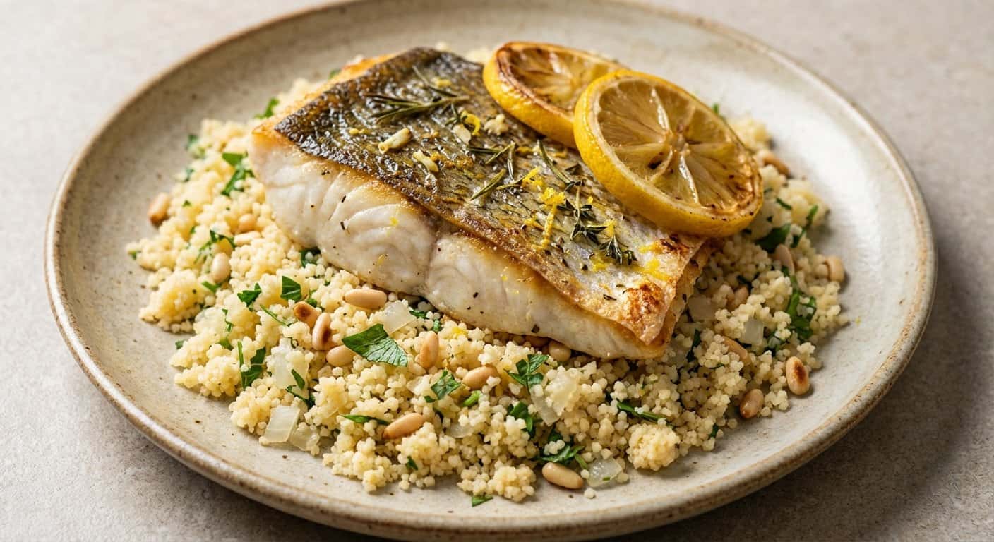 Rodaballo al Horno con Couscous