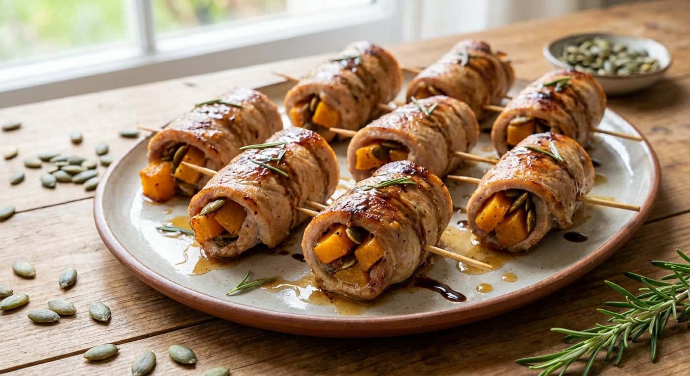 Rollitos de Cerdo con Calabaza y Pepitas