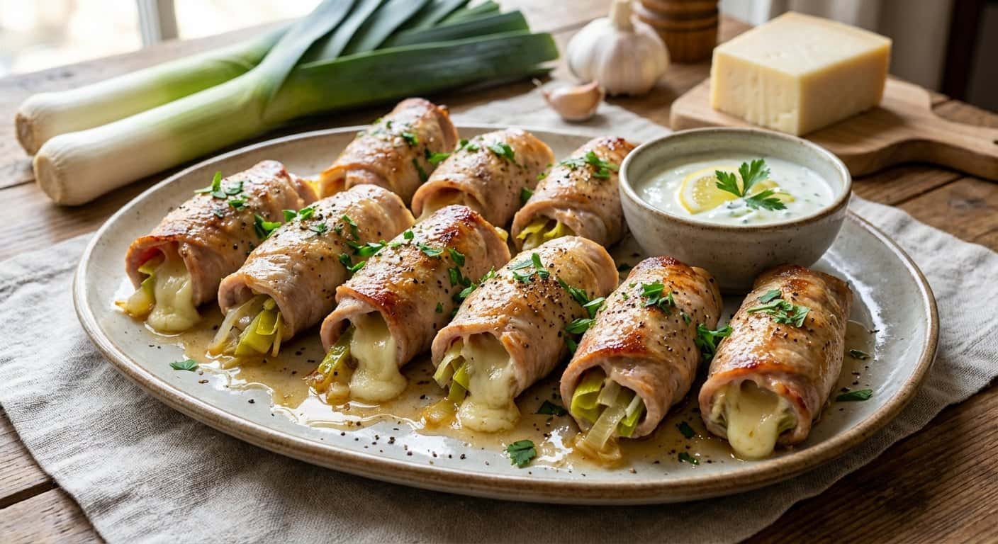 Rollitos de Cerdo con Puerro y Queso Fresco