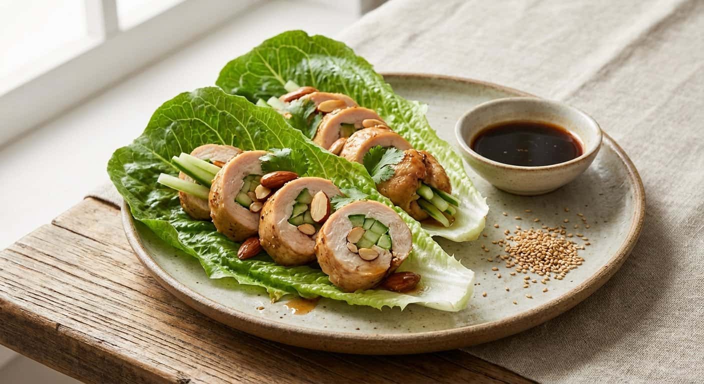 Rollitos de Pollo con Pepino y Almendras