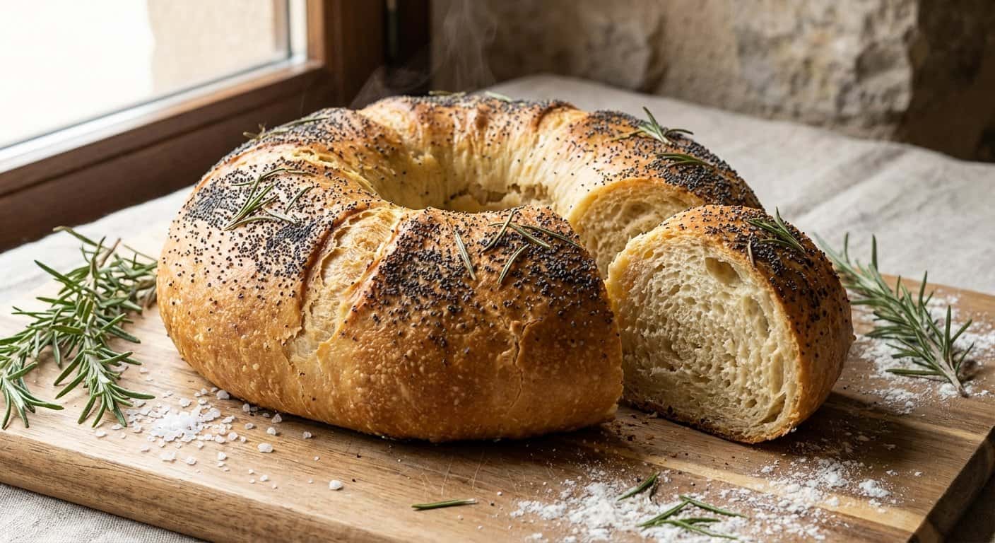 Rosca de Pan con Amapola y Romero