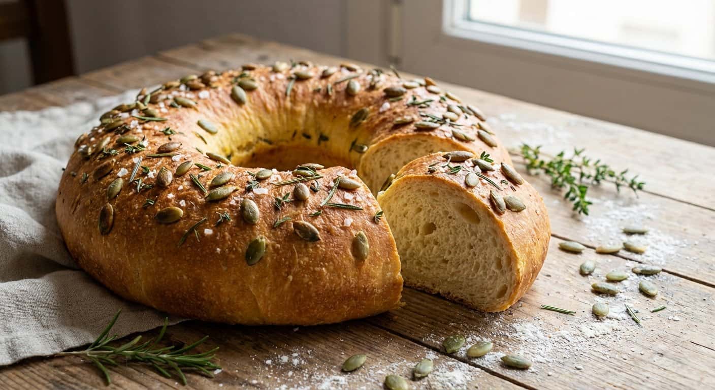 Rosca de Pan con Pipas de Calabaza y Tomillo