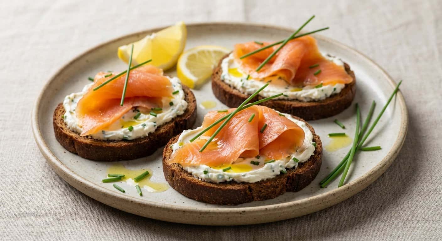 Salmón Ahumado con Crema de Queso y Ciboulette