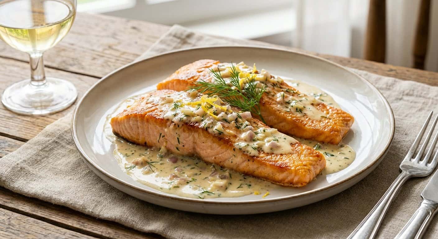 Salmón Salteado con Salsa de Nata