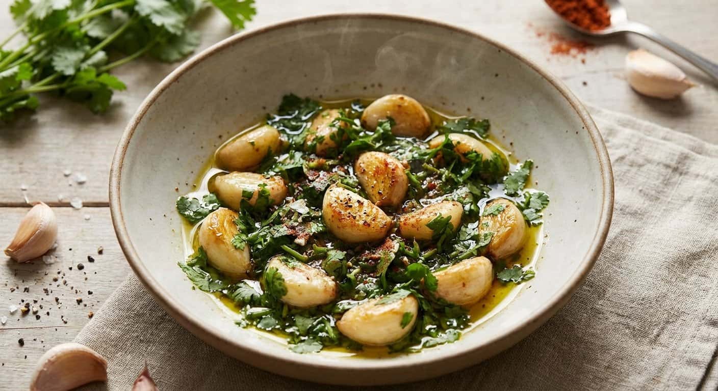 Salteado de Ajo con Cilantro