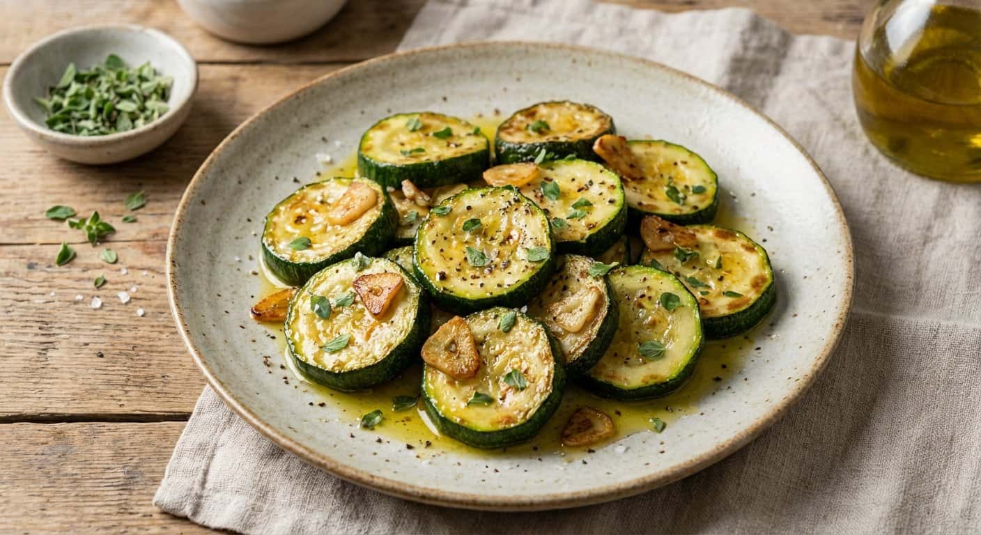 Salteado de calabacín con ajo y orégano