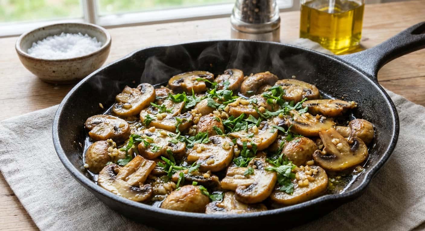 Salteado de Champiñones con Ajo y Cilantro