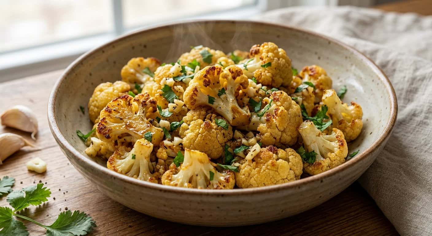 Salteado de coliflor con ajo y cilantro