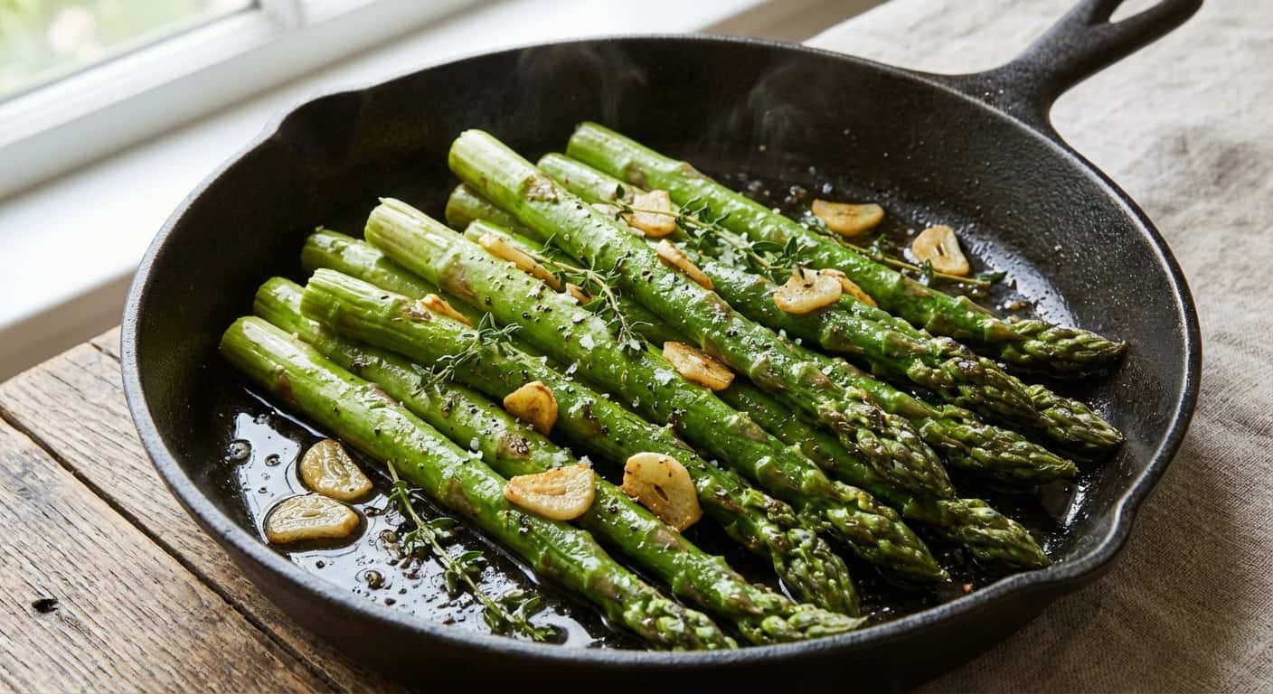 Salteado de Espárragos con Ajo y Tomillo