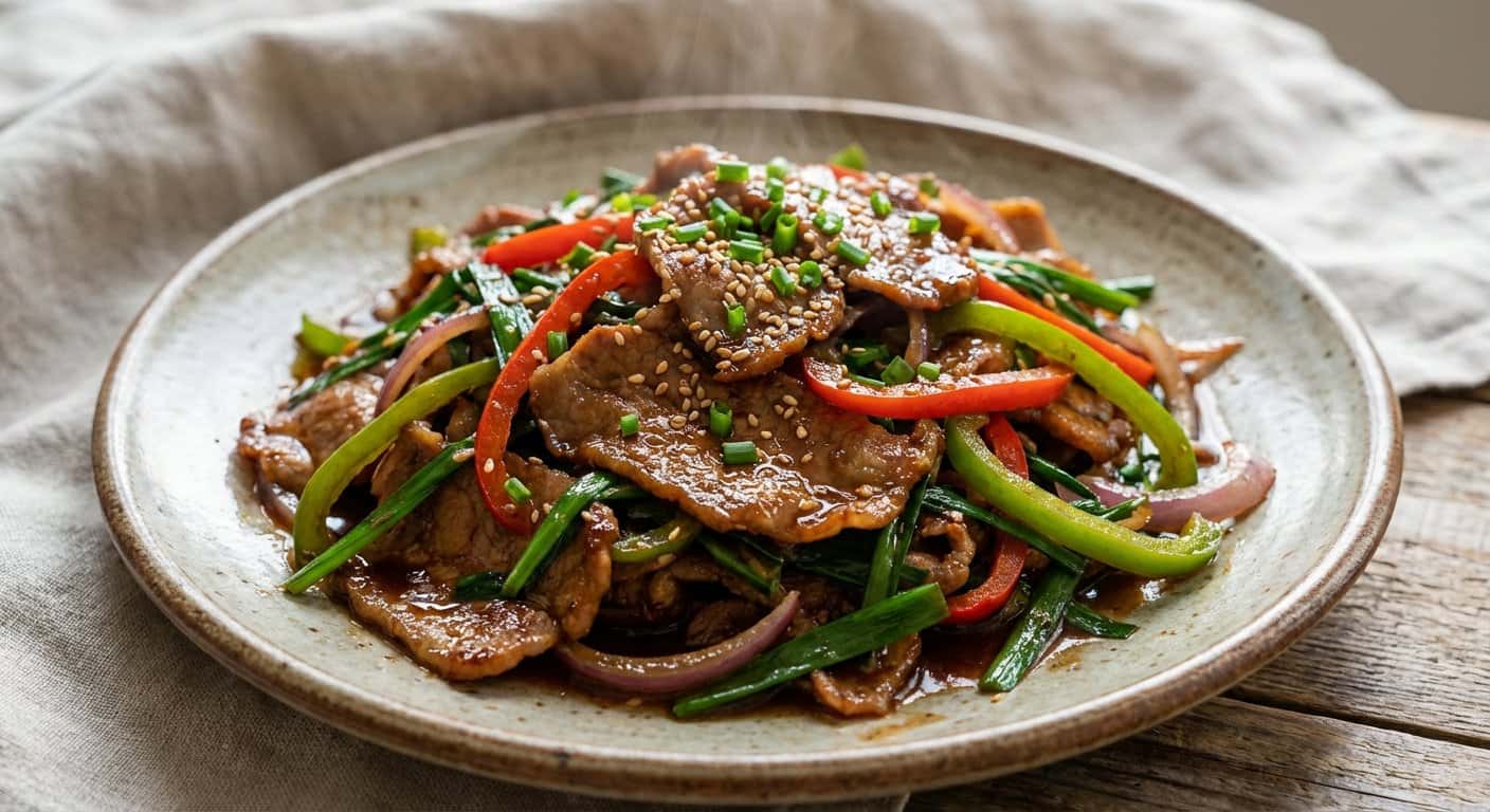 Salteado Yunnan de Cerdo con Cebollino y Vinagre Negro