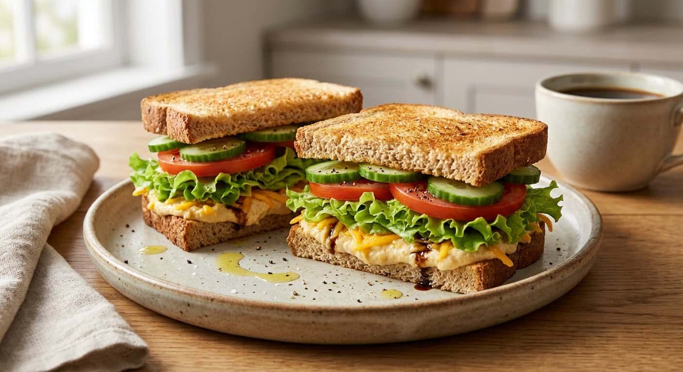 Sandwich de Hummus y Cheddar