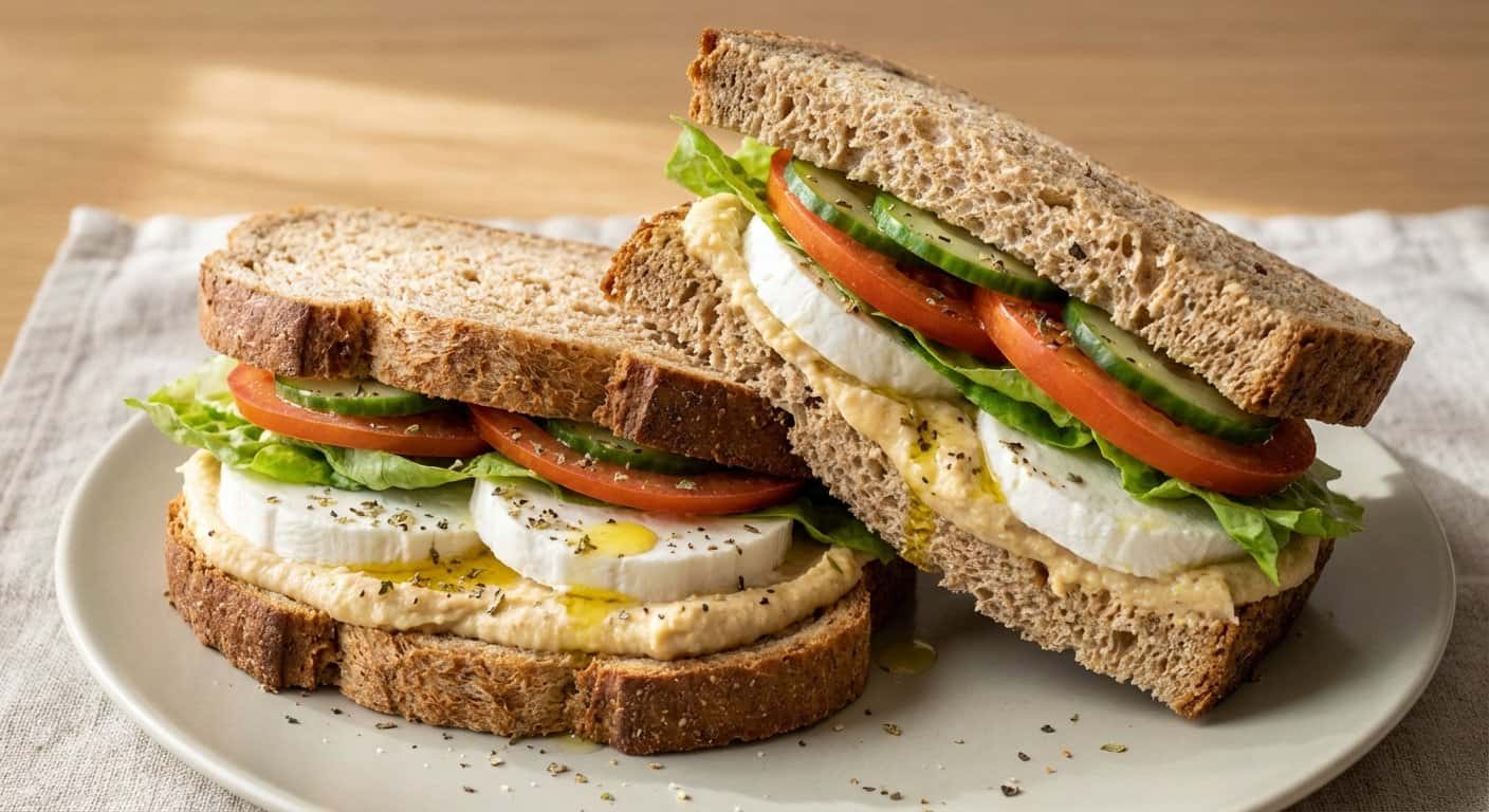 Sandwich de Hummus y Queso Fresco
