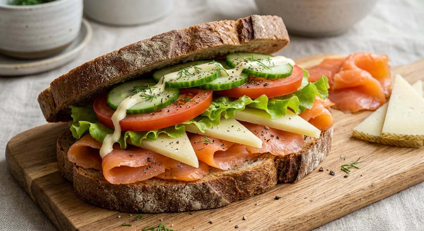 Sandwich de Salmón y Queso Curado