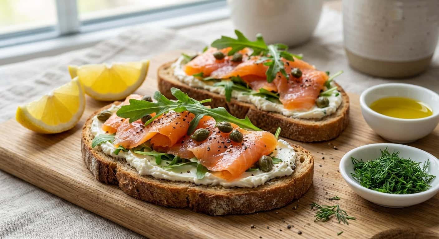 Sandwich de Salmón y Queso Fresco