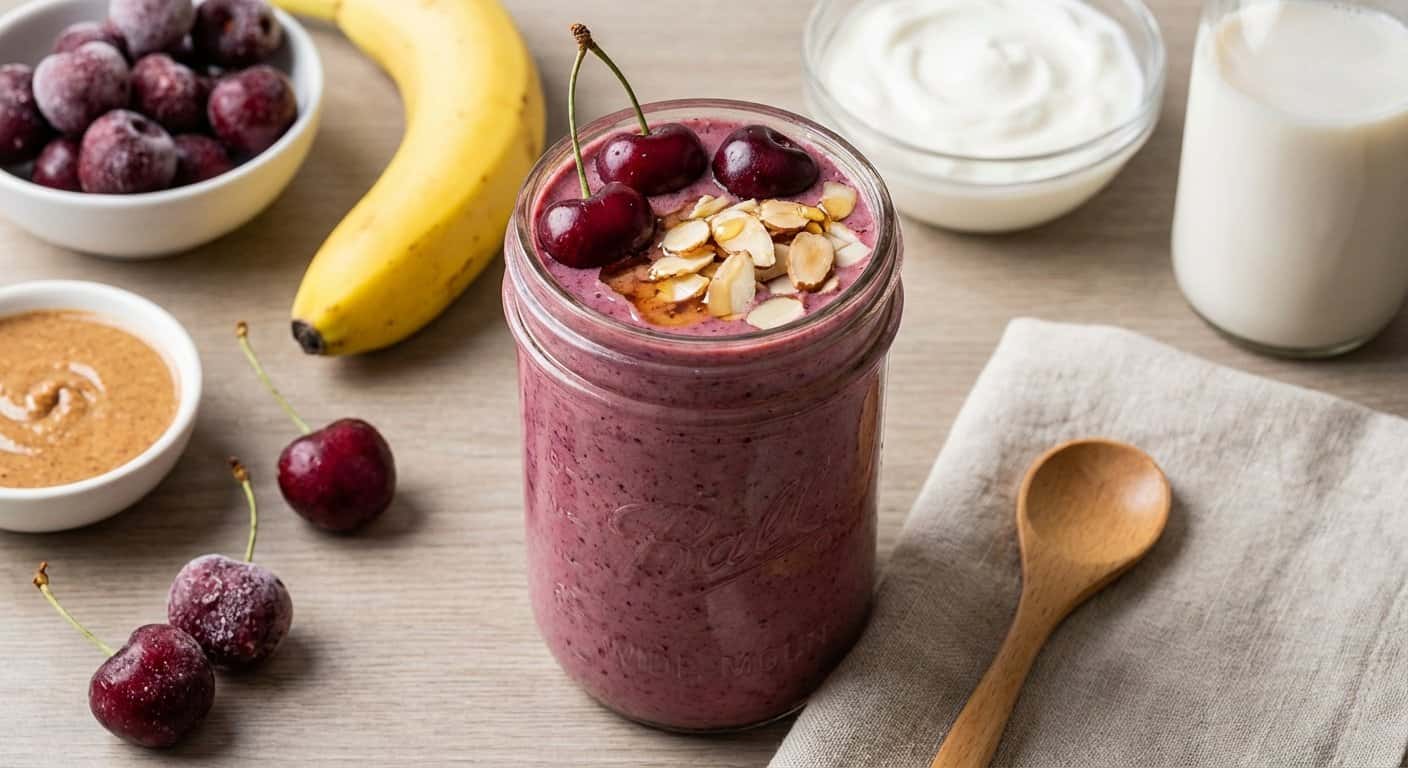 Smoothie de Cereza con Mantequilla de Almendras