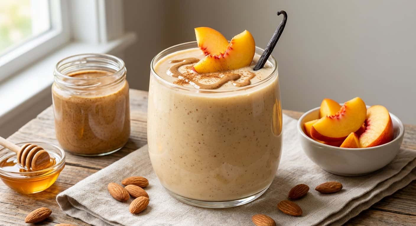 Smoothie de Melocotón con Mantequilla de Almendras