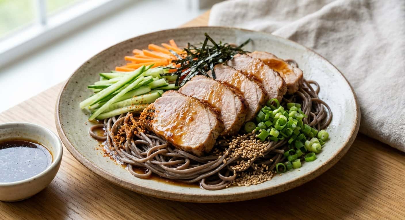 Soba Fría con Cerdo y Salsa Ponzu